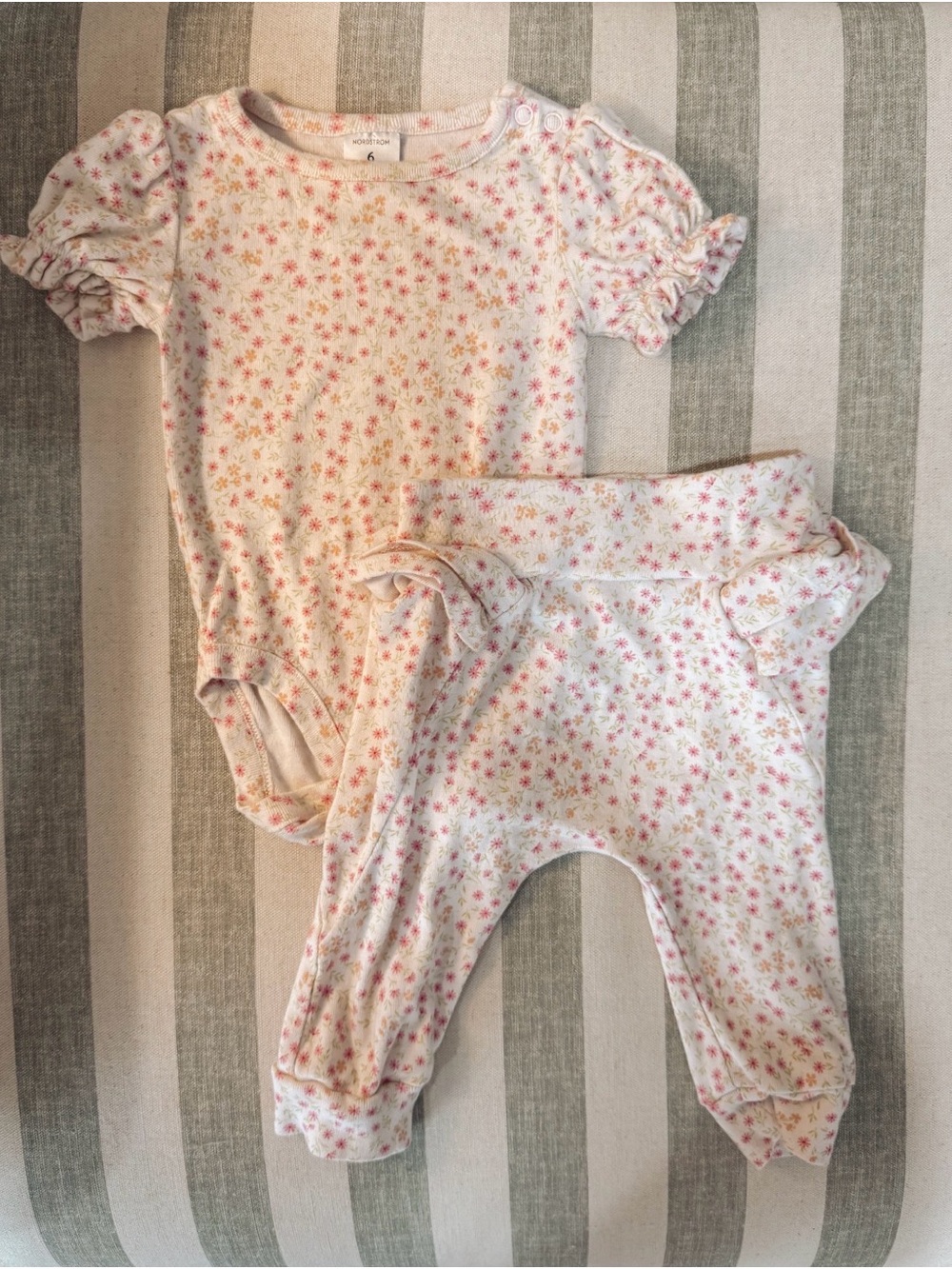 Nordstrom Baby Floral One-Piece and Pants Set in Light Pink 6M